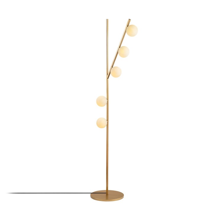 Lámpara de pie Domino-11042 oro metal vidrio 31x52x167 cm