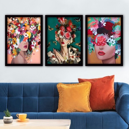 Cuadro decorativo enmarcado 3SC162 multicolor 35x45 cm (3 piezas)
