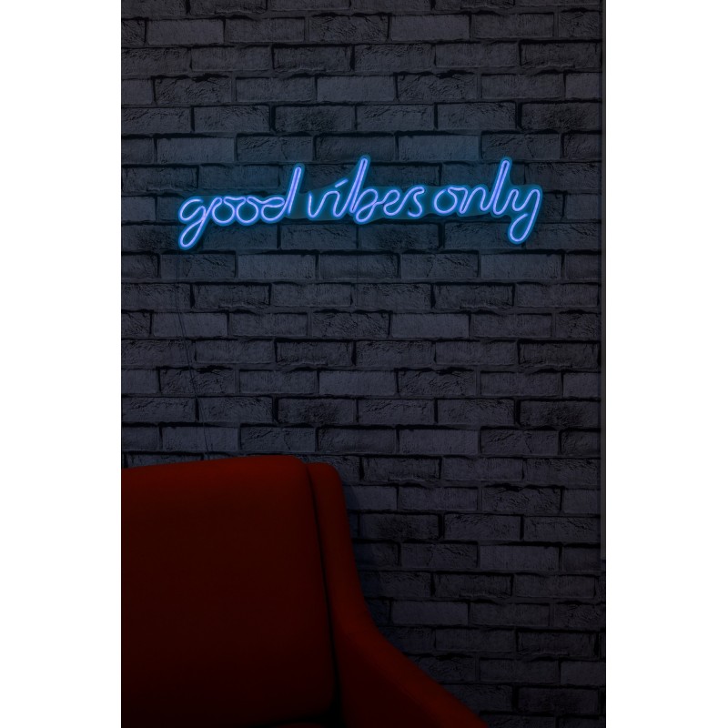 Iluminación LED decorativa de plástico Good Vibes Only azul 76x19x2 cm