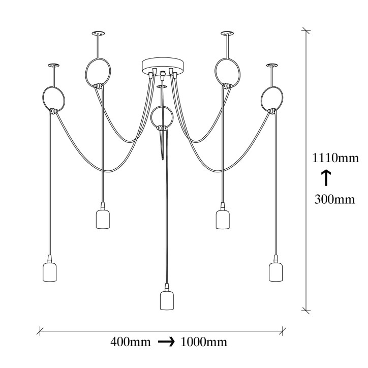 Lámpara de techo Sırın-6841 níquel negro metal diámetro 100x111 cm