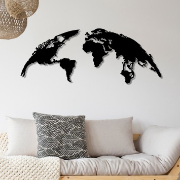 Decoración pared de metal World Map Large negro 150x59 cm