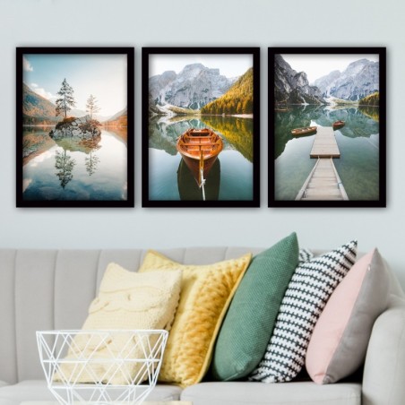 Cuadro decorativo enmarcado 3SC18 multicolor 35x45 cm (3 piezas)
