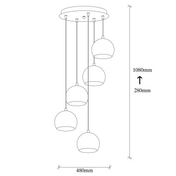 Lámpara de techo Sivani-MR-999 cobre metal diámetro 48x108 cm - 8681875649307