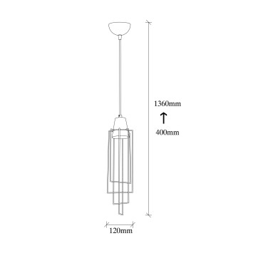 Lámpara de techo Wire-2321 negro metal 12x12x136 cm - 8681875883732