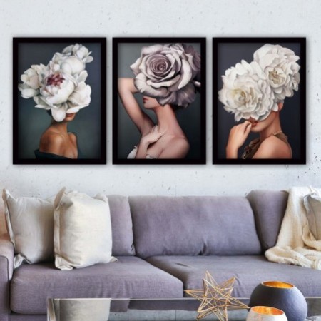 Cuadro decorativo enmarcado 3SC159 multicolor 35x45 cm (3 piezas)