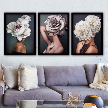 Cuadro decorativo enmarcado 3SC159 multicolor 35x45 cm (3 piezas)