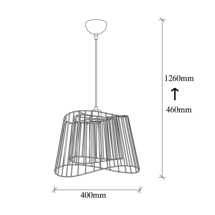 Lámpara de techo Byisoo-6345 negro metal 40x40x46 - 126 cm