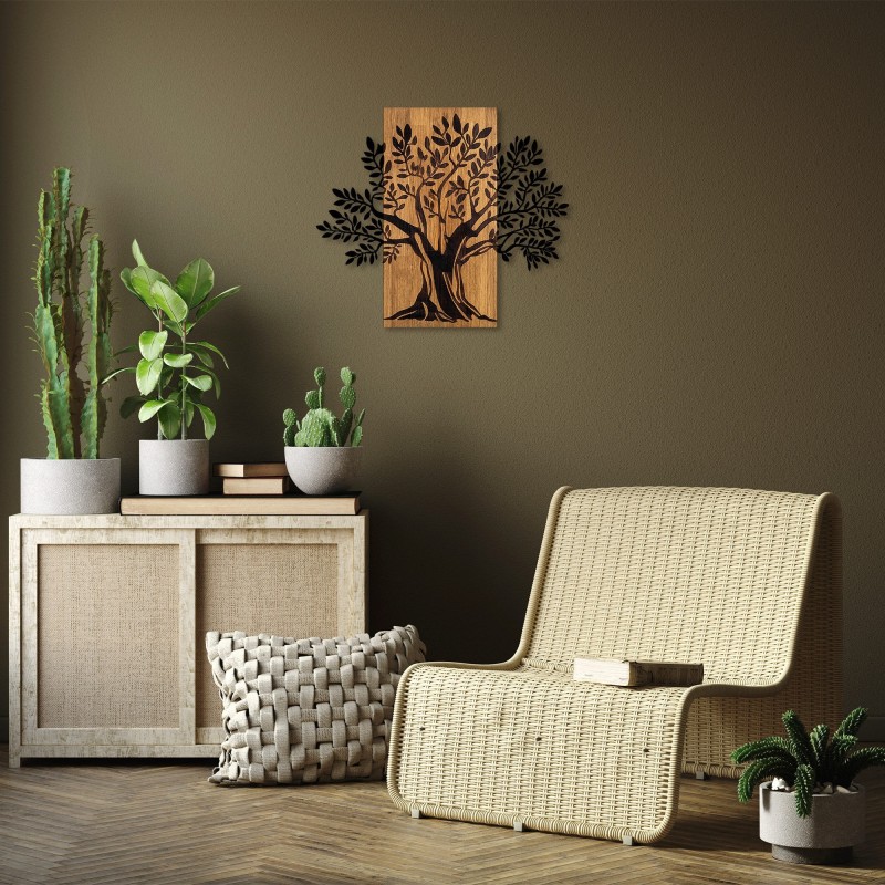 Decoración pared de madera Monumental Tree 2 nogal negro 65x58 cm