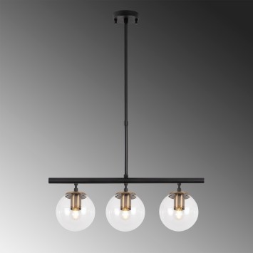 Lámpara de techo Atmaca-10276 negro oro cobrizo metal vidrio 60x15x43-87 cm - 8683342263962