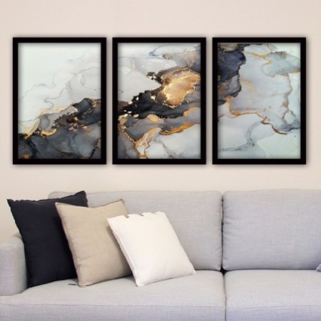 Cuadro decorativo enmarcado 3SC34 multicolor 35x45 cm (3 piezas)