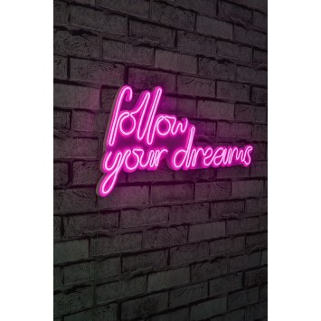 Iluminación LED decorativa de plástico Follow Your Dreams rosa 60x32x2 cm