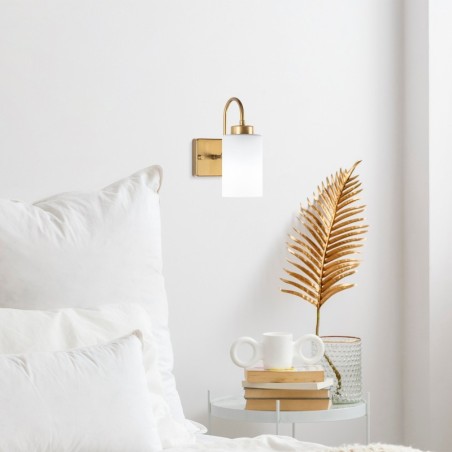 Lámpara de pared Duzsuz-13140 oro blanco metal vidrio 10x23x24 cm