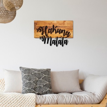 Decoración pared de madera Hakuna Matata nogal negro 58x38 cm