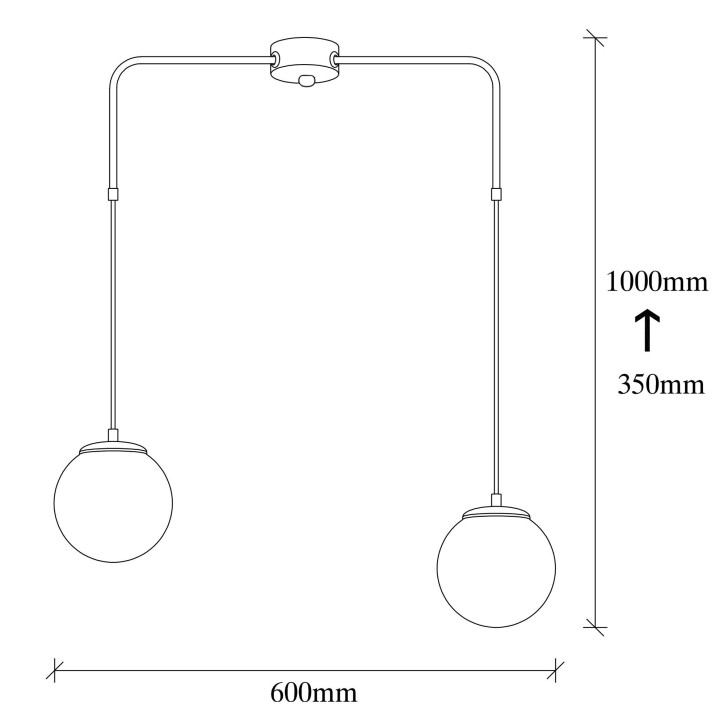 Lámpara de techo Üzüm-4436 blanco negro hierro vidrio 60x15x100 cm