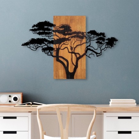 Decoración pared de madera Acacia Tree -387 nogal negro 90x58 cm