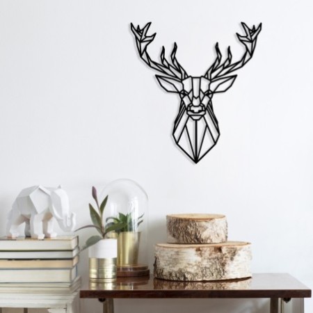 Decoración pared de metal Deer4 negro 60x65 cm