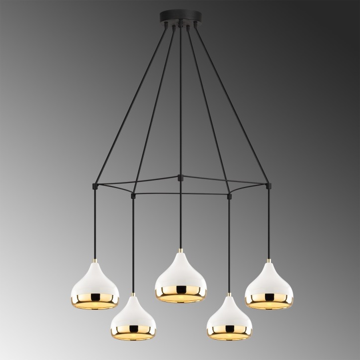 Lámpara de techo Yıldo-6886 oro negro blanco metal diámetro 68x174 cm