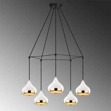 Lámpara de techo Yıldo-6886 oro negro blanco metal diámetro 68x174 cm - 8681875502688