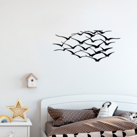 Decoración pared de metal Herd Of Birds negro 120x55 cm