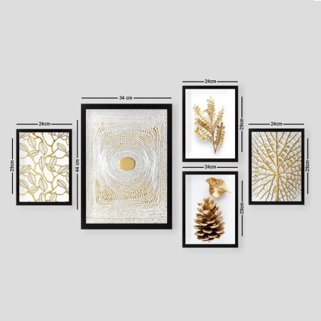 Cuadro decorativo enmarcado SET_131 multicolor 24x29 cm (4 piezas) 34x44 cm (1 pieza)