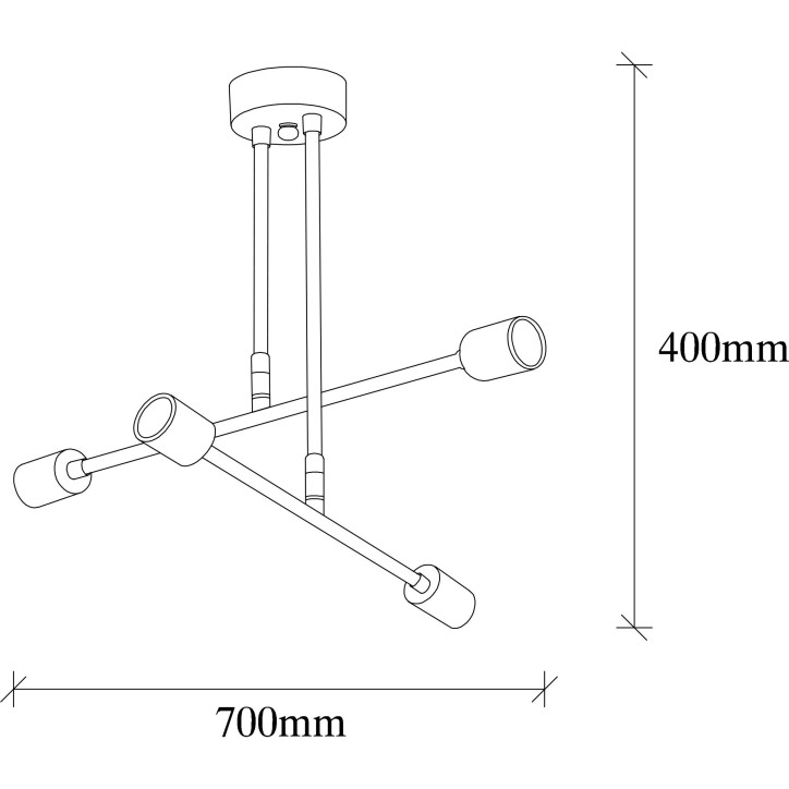 Lámpara de techo Camel 7 oro metal diámetro 70x40 cm