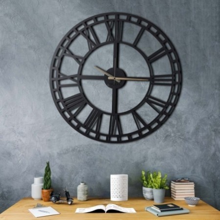 Reloj de pared metal Classic XL negro 70x70 cm