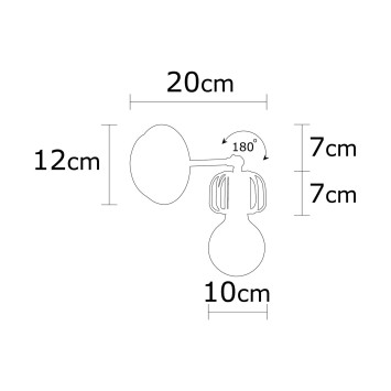 Lámpara de pared Demre-N-1206 negro hierro diámetro 10x14 cm - 8681875577679