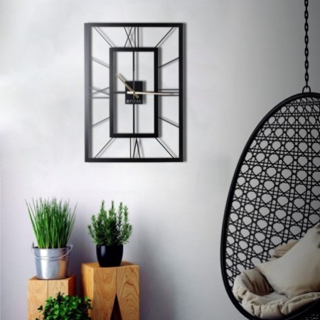 Reloj de pared metal November negro 49x34.5 cm