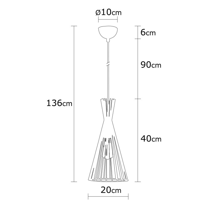 Lámpara de techo Mezopotamya-N-1282 cobre hierro diámetro 20x136 cm