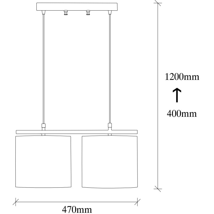 Lámpara de techo Valiz-4708 negro crema metal tela 47x20x120 cm