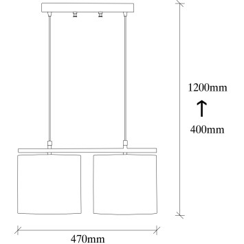 Lámpara de techo Valiz-4708 negro crema metal tela 47x20x120 cm - 8681875877083