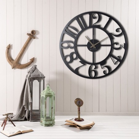 Reloj de pared metal Circle negro 50x50 cm