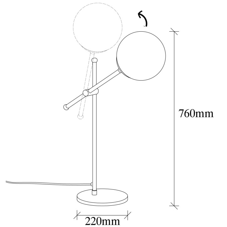 Lámpara de mesa Best-646-ML negro metal vidrio 15x22x76 cm