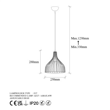 Lámpara de techo CAFU-11566 oro brillante metal 25x25x123 cm - 8683342834636