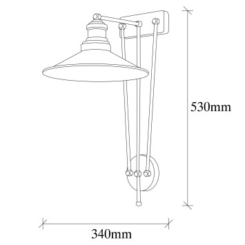 Lámpara de pared Sağlam-3744 oro negro metal 28x34x53 cm - 8681875467963