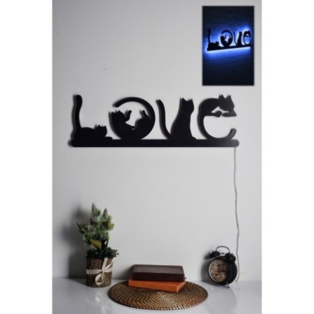 Iluminación LED decorativa Cat Love azul 70x22 cm