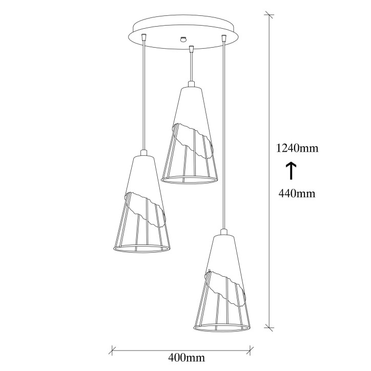 Lámpara de techo Sivani Tel-MR-962 negro metal diámetro 40x124 cm