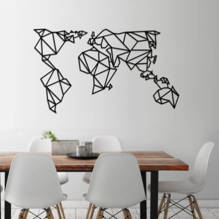 Decoración pared de metal World Map Metal Decor 4 negro 140x80 cm