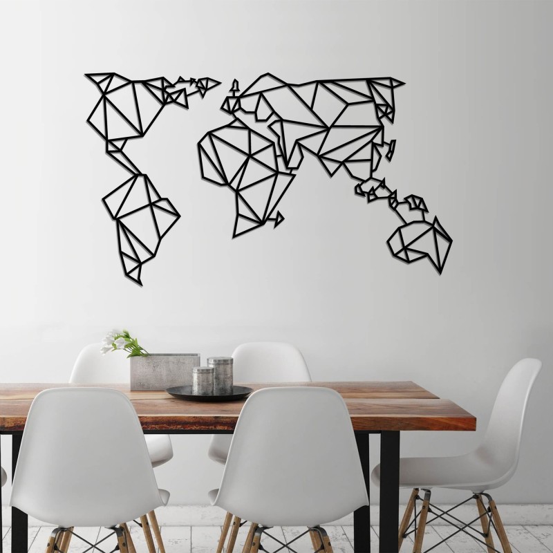 Decoración pared de metal World Map Metal Decor 4 negro 140x80 cm