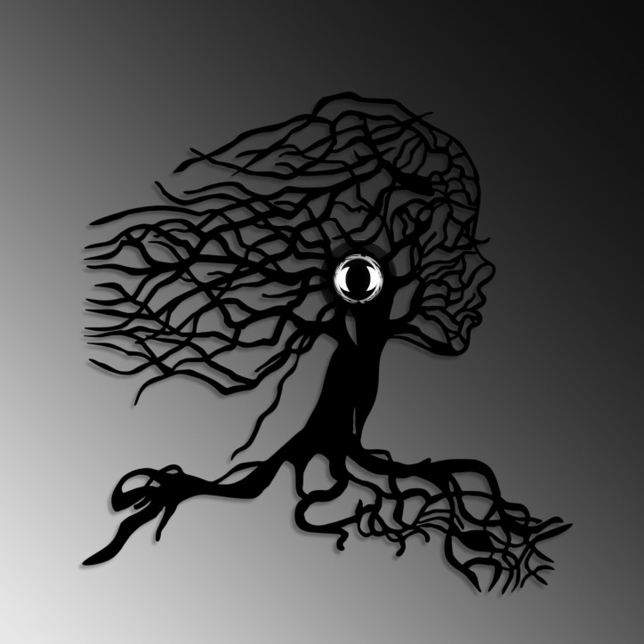 Lámpara de pared Tree Woman negro metal 48x49x9 cm