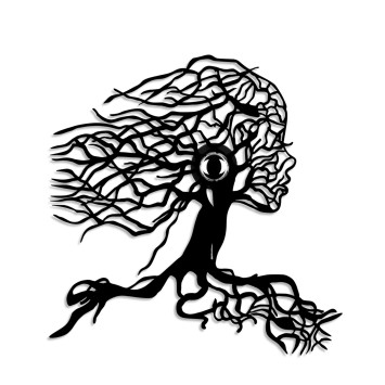 Lámpara de pared Tree Woman negro metal 48x49x9 cm - 8683743676408