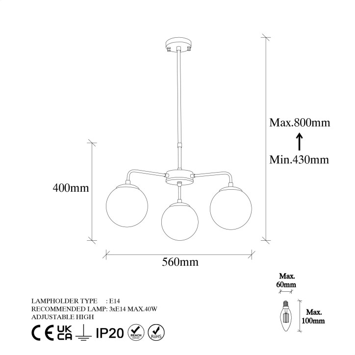 Lámpara de techo Viran-10995 oro cobrizo metal vidrio 56x56x43