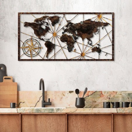 Decoración pared de metal World Map Large -1 multicolor 120x60 cm