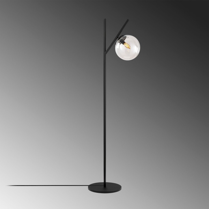 Lámpara de pie Fork-13027 negro metal vidrio 31x45x152 cm