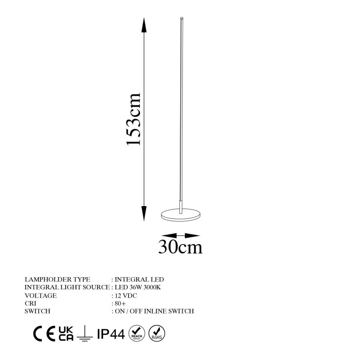 Lámpara de pie Only-13318 oro metal diámetro 30 cmx153 cm