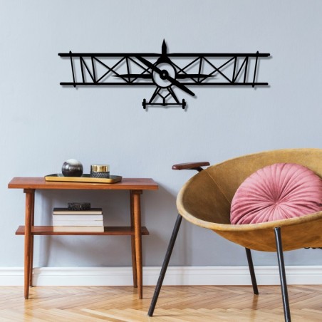 Decoración pared de metal Airplane negro 70x23 cm