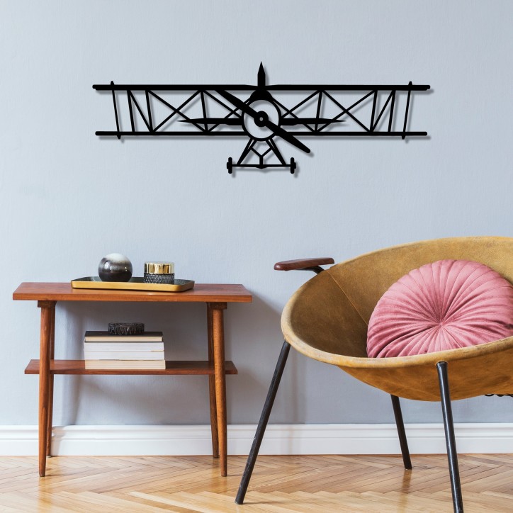 Decoración pared de metal Airplane negro 70x23 cm