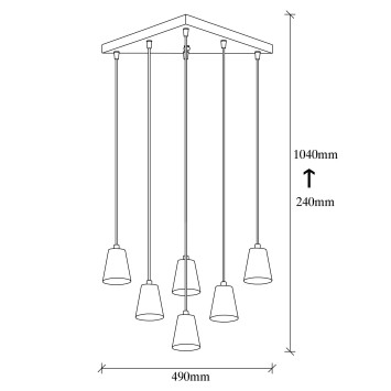 Lámpara de techo Fes-6470 oro cobrizo metal 49x42x24 - 104 cm - 8682870166066