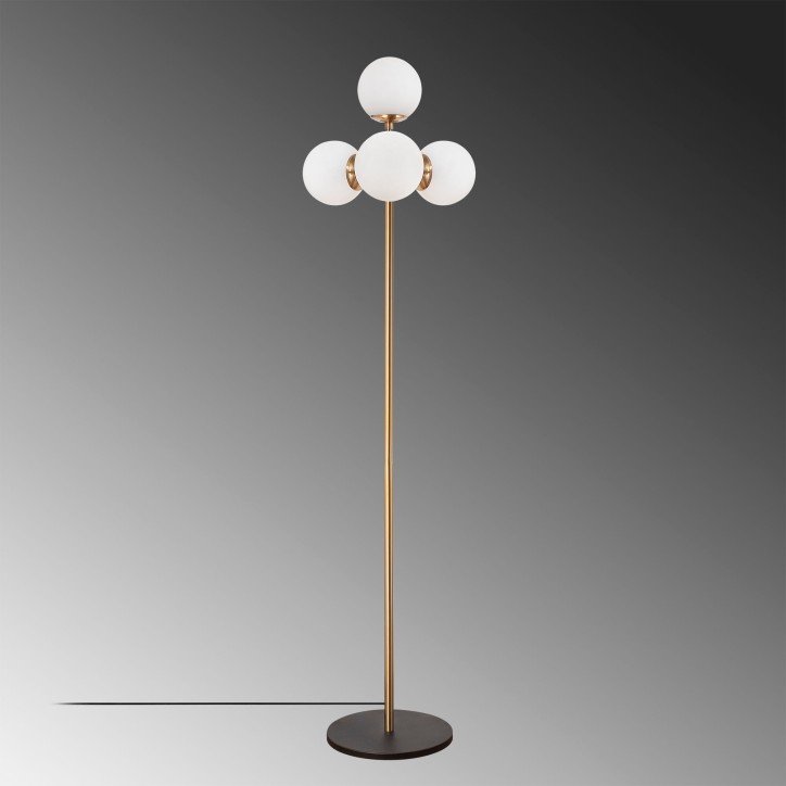 Lámpara de pie Akkas-10055 oro cobrizo metal vidrio 48x48x163 cm