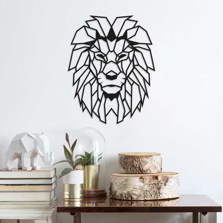 Decoración pared de metal Lion negro 40x50 cm